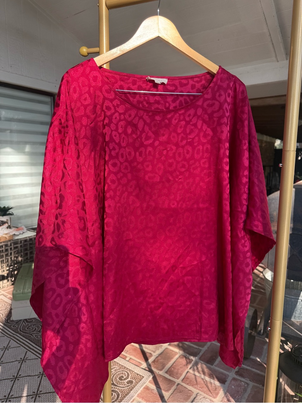 ee:some Red Leopard Print Satin Blouse Size L